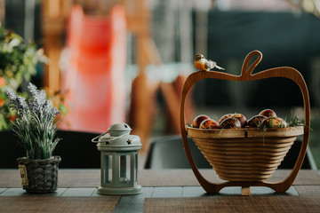 easter, basket, eggs, red eggs, bunny, grass, green grass, spring, holiday, seasson