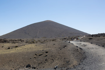Lava fields and desert landscape in Lanzarote