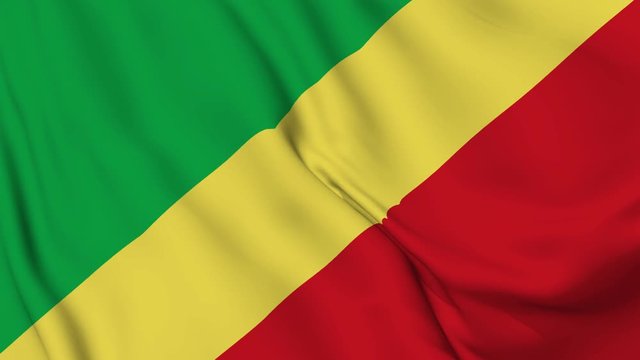 Republic of the Congo flag is waving 3D animation. Republic of the Congo flag waving in the wind. National flag of Republic of the Congo. flag seamless loop animation. 4K