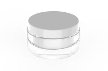Blank cosmetic cream and gel jar for branding and mockup, 3d render illustration. 