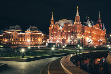 The Historical Museum near the Red square in Moscow. The square is empty due to quarantine caused by the coronavirus pandemic. Spring 2020