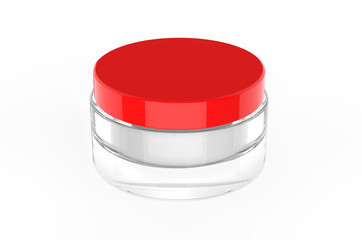 Blank cosmetic cream and gel jar for branding and mockup, 3d render illustration. 
