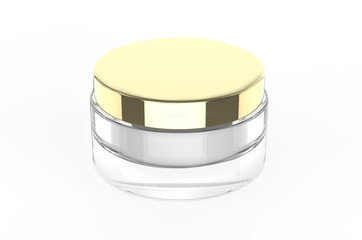 Blank cosmetic cream and gel jar for branding and mockup, 3d render illustration. 