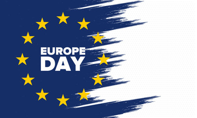 Europe Day. Annual public holiday in May. Is the name of two annual observance days - 5 May by the Council of Europe and 9 May by the European Union. Poster, card, banner and background. Vector