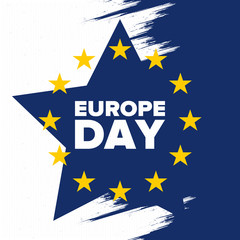 Europe Day. Annual public holiday in May. Is the name of two annual observance days - 5 May by the Council of Europe and 9 May by the European Union. Poster, card, banner and background. Vector