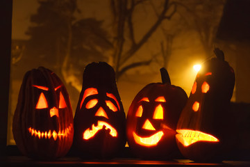 halloween pumpkins in the dark