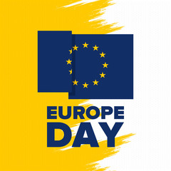 Europe Day. Annual public holiday in May. Is the name of two annual observance days - 5 May by the Council of Europe and 9 May by the European Union. Poster, card, banner and background. Vector