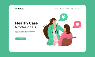 Online professional medical diagnosis and health care service set of flat vector illustrations. The Doctor and patient are happy. thank you health care workers.