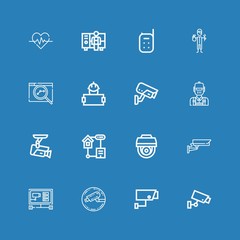 Editable 16 monitoring icons for web and mobile