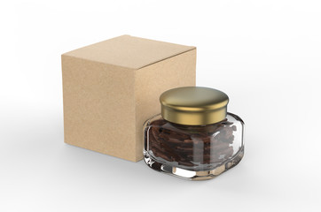 Blank Bakhoor Burn Incense With paper box packaging for branding and mockup. 3d render illustration.