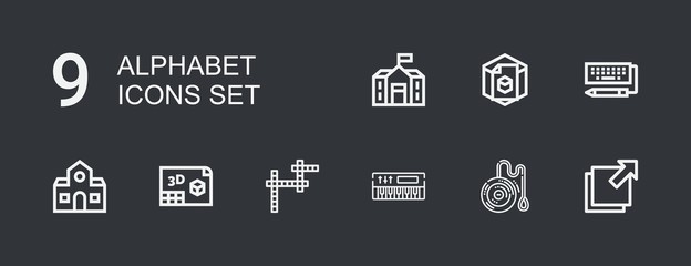 Editable 9 alphabet icons for web and mobile