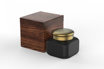 Blank Bakhoor Burn Incense With paper box packaging for branding and mockup. 3d render illustration.