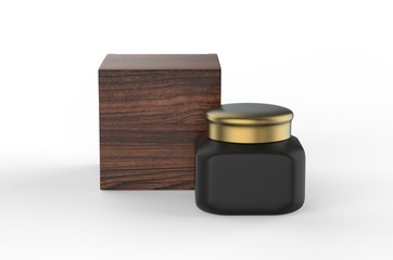 Blank Bakhoor Burn Incense With paper box packaging for branding and mockup. 3d render illustration.