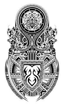 Tribal art shoulder and sleeve tattoo design