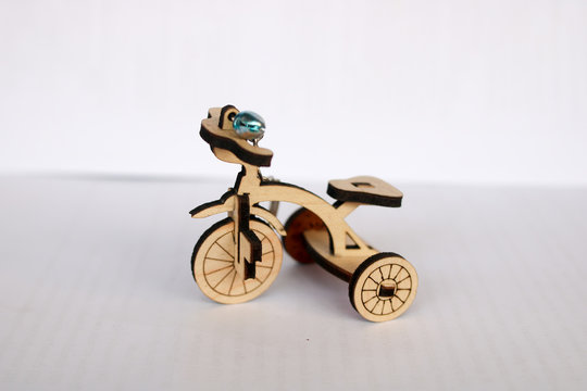 Wood Baby Bicycle Key Chain