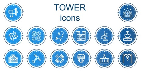 Editable 14 tower icons for web and mobile