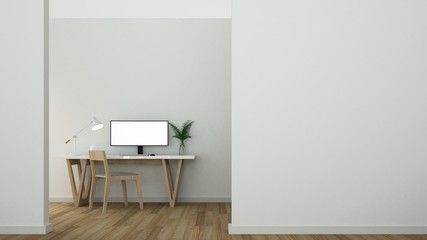 3d rendering interior work space furniture and background decoration