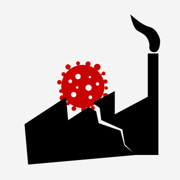 A industrial building is destroyed by a coronavirus