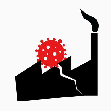 A industrial building is destroyed by a coronavirus