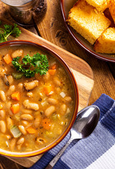 Overhead View of a Tasty Bowl of Bean Soup