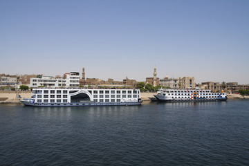 Fototapeta na wymiar Nile and city of Esna in Egypt