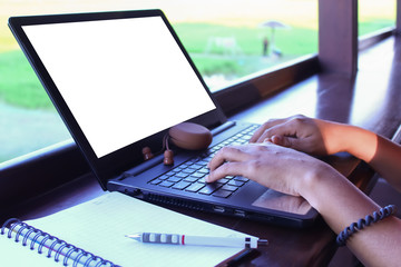 Obraz na płótnie Canvas businessman working on laptop