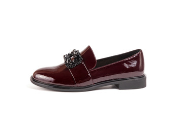 women's shoes on a white background isolated. Copy space text.