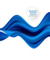 Abstract smooth color wave vector. Curve flow blue motion illustration. Smoke design.