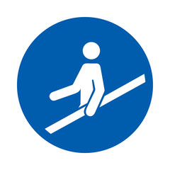 Use handrail. M012. Standard ISO 7010. Safety and precaution signs, for every factory and business.