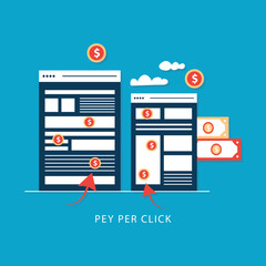 Advertising Pay Per Click concept. PPC advertising posted on a web page