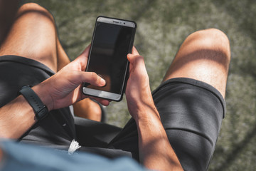 Gym fitness strength training exercise dumbbell free weights top view wooden background with copy space. Active weight loss lifestyle. Home workout.