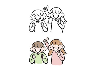 Naklejka premium 子供 ポーズ イラスト