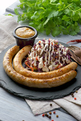 grilled sausages with Cole slaw salad