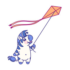 vector flat striped baby zebra. cute animal