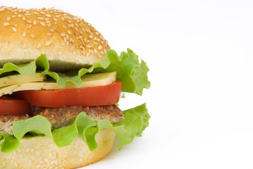 Hamburger with cutlet and vegetables