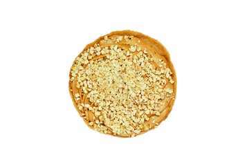 Pastry basket with butter cream. Fresh pastries, top view. Close-up, isolate