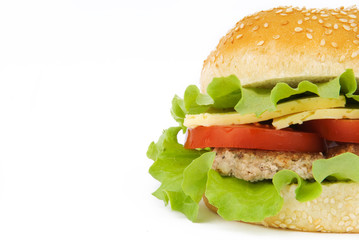 Hamburger with cutlet and vegetables