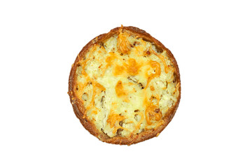 Tartlet filling. Fresh pastries, top view. Close-up, isolate