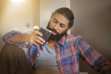 portrait of a young man in confinement at home