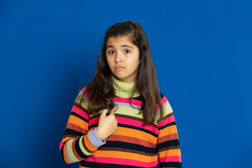 Preteen girl with striped jersey