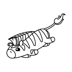 vector cute baby zebra kids coloring book page