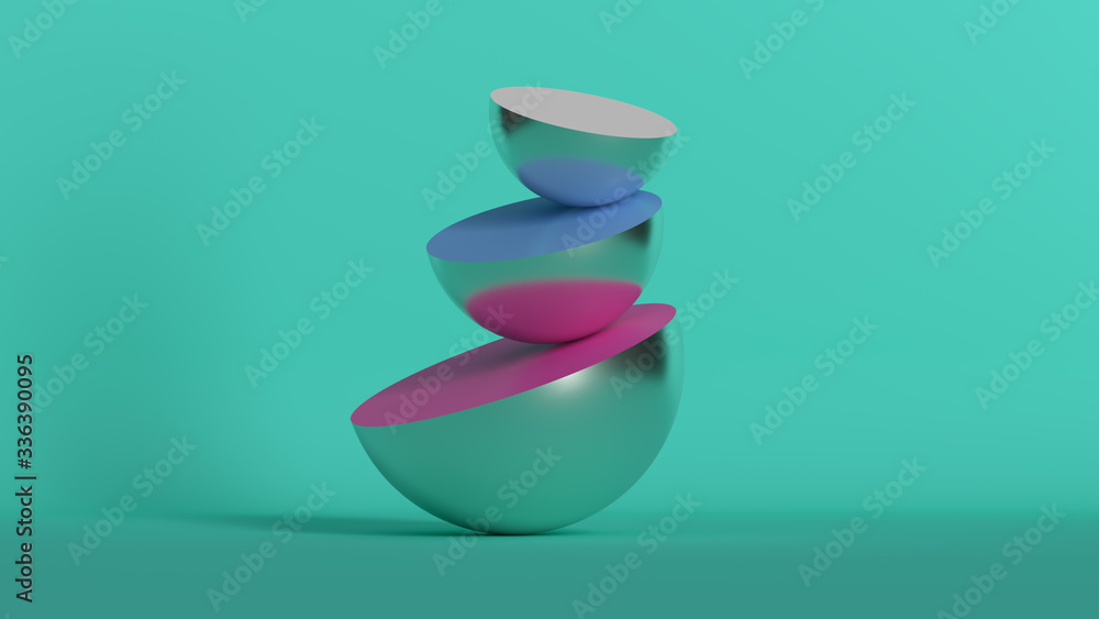 Aufkleber 3d render modern balance sculpture. figure made of primitive shapes. smooth low contrast light...