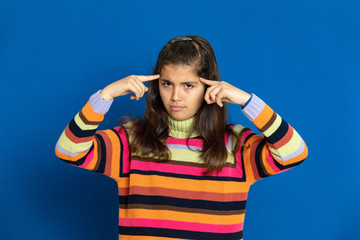 Preteen girl with striped jersey