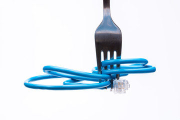 spaghetti cord with fork