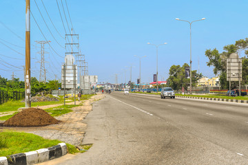 Fototapeta premium empty road in the city of lagos due to coroavirus scares