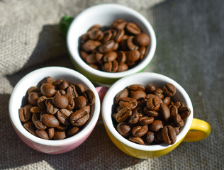 roasted coffee beans close up
