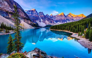 Crédence de cuisine en verre imprimé Bleu beau lac, montagne, paysage