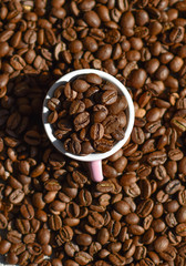 roasted coffee beans close up
