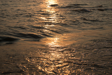 Sunset Sea Water Close Up at Golden Hour