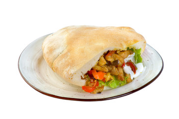 pita with grilled chicken and vegetables